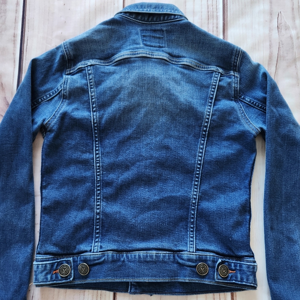 True Religion "Dusty Western Trucker Jacket" Blue Jean Denim | Women's Size XS - Picture 5 of 10